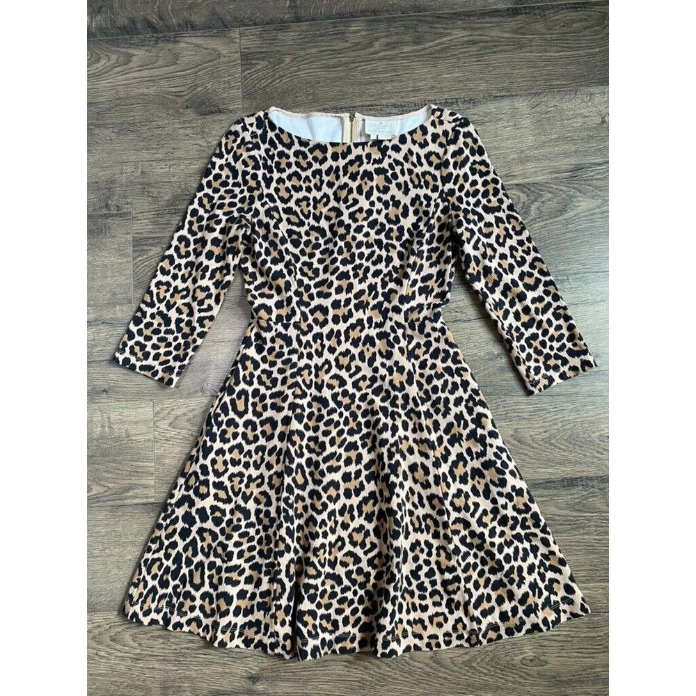 Kate Spade Leopard Print Ponte Fit and flare dress with‎ pockets stretchy size 2